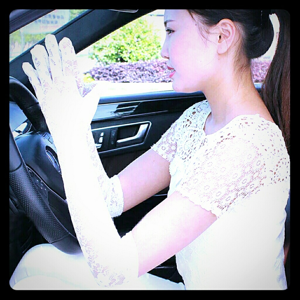 Long White Lace Gloves